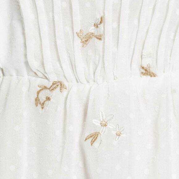 Adelyn Rae White Gold Embroidered Swiss Dot Tiered Ruffle Mini Dress Size L NEW! - Picture 13 of 16